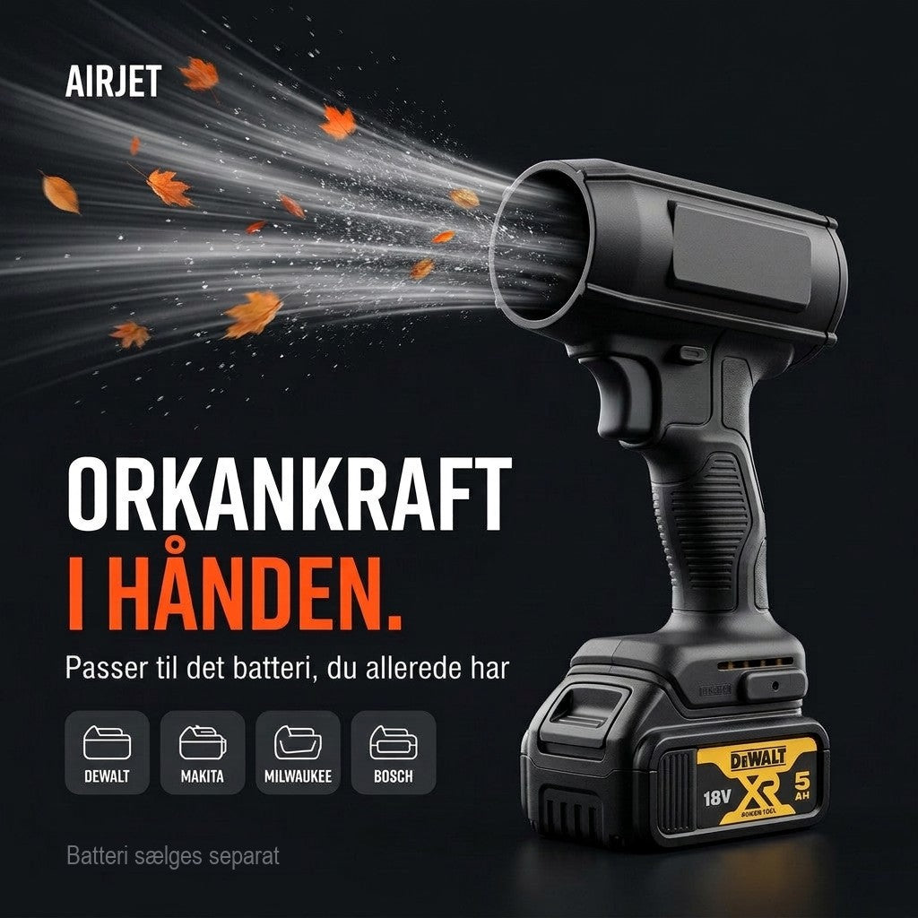 Airjet turboblæser med 18V-batteri – orkankraft i hånden