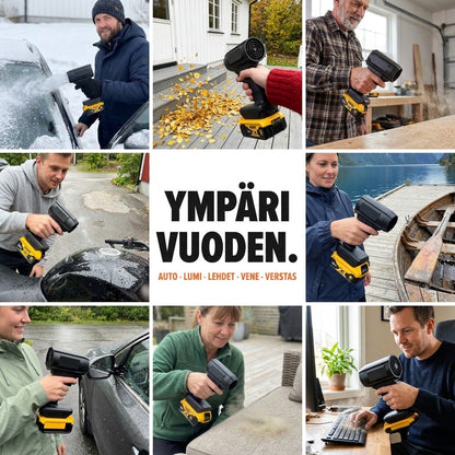 Airjet ympäri vuoden – auto, lumi, lehdet, vene ja verstas